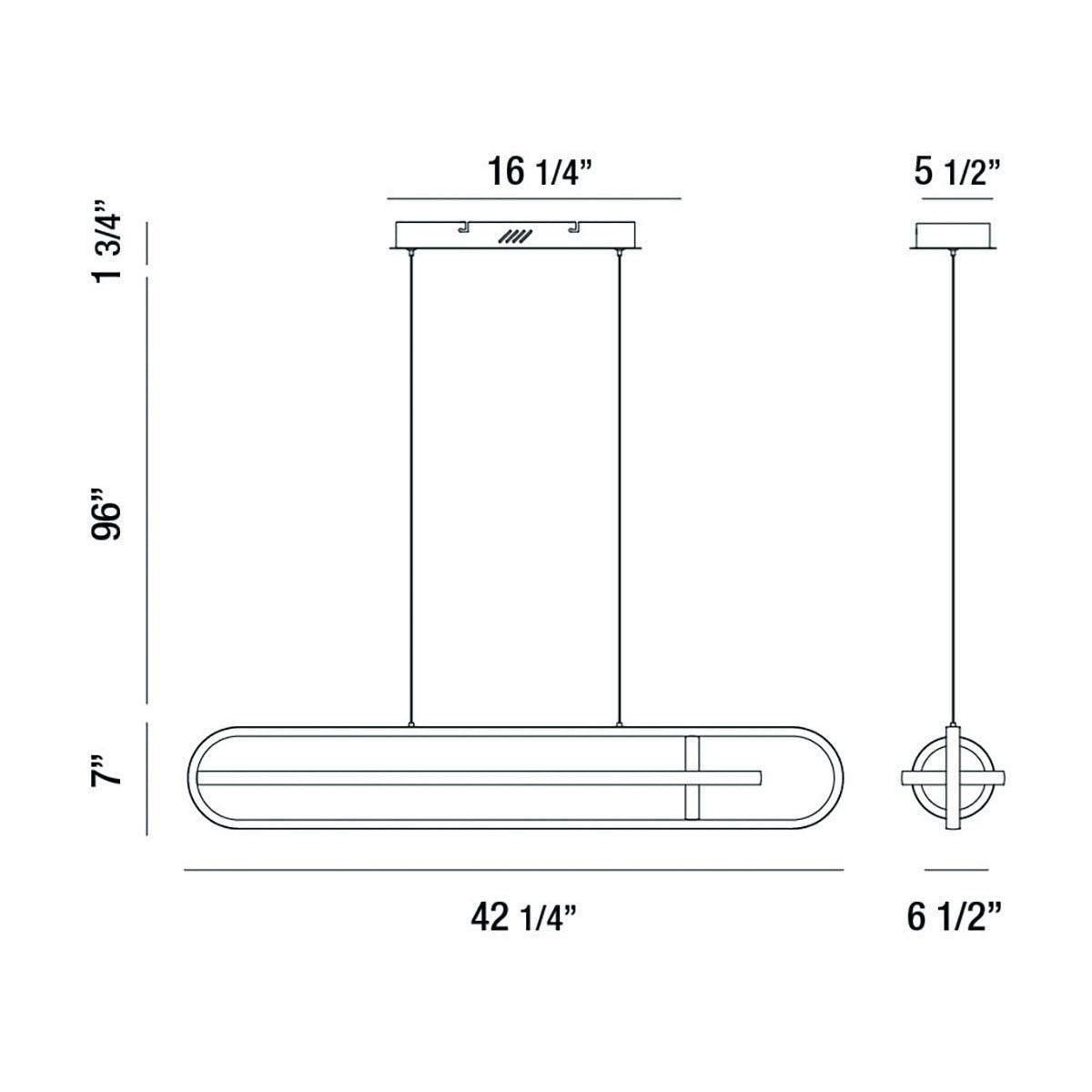 Eurofase Lighting Demark 42" Dimmable Integrated LED Metal Linear Matte Black Chandelier With White Acrylic Shades