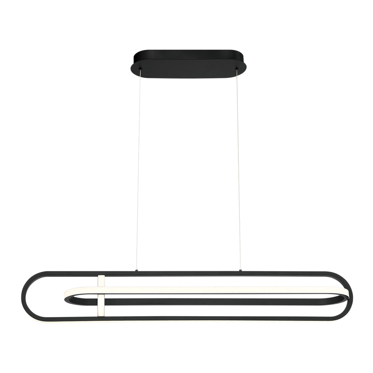 Eurofase Lighting Demark 42" Dimmable Integrated LED Metal Linear Matte Black Chandelier With White Acrylic Shades