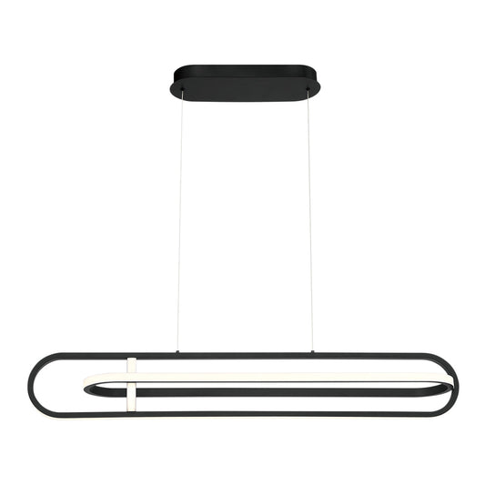 Eurofase Lighting Demark 42" Dimmable Integrated LED Metal Linear Matte Black Chandelier With White Acrylic Shades