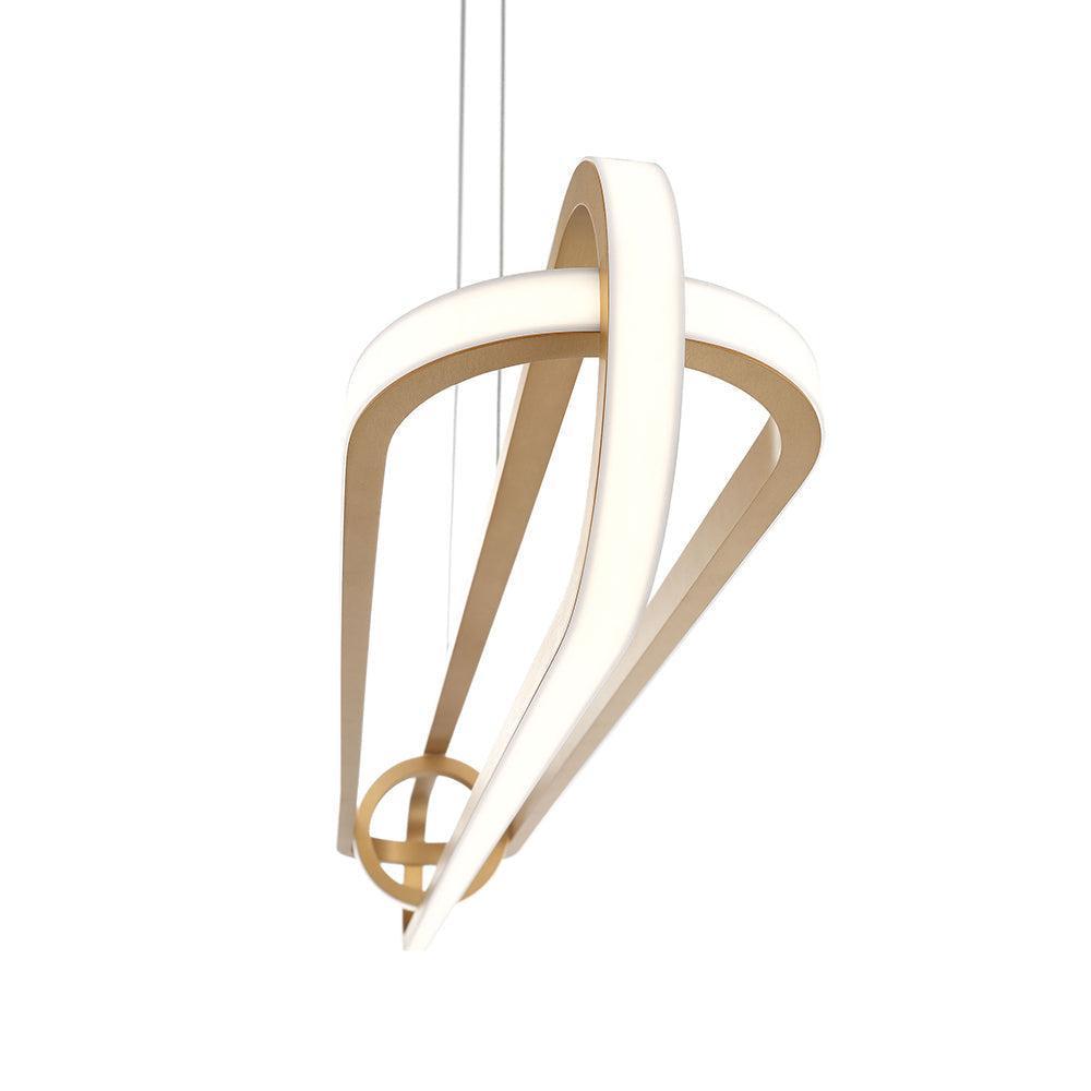 Eurofase Lighting Demark 42" Dimmable Integrated LED Metal Linear Satin Gold Chandelier With White Acrylic Shades