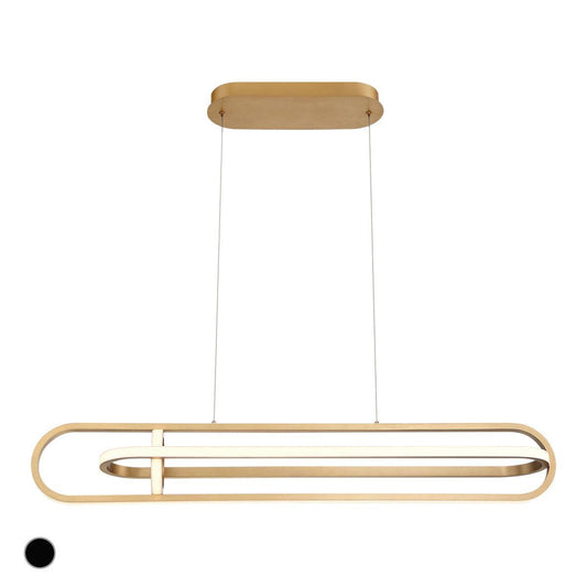 Eurofase Lighting Demark 42" Dimmable Integrated LED Metal Linear Satin Gold Chandelier With White Acrylic Shades