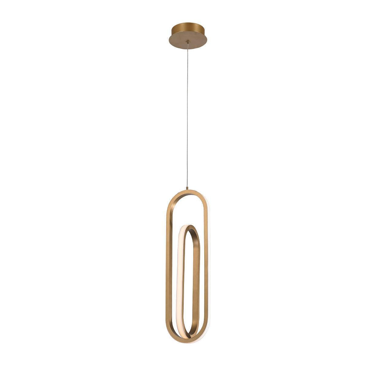 Eurofase Lighting Demark 7" Dimmable Integrated LED Satin Gold Pendant Light With White Acrylic Shades
