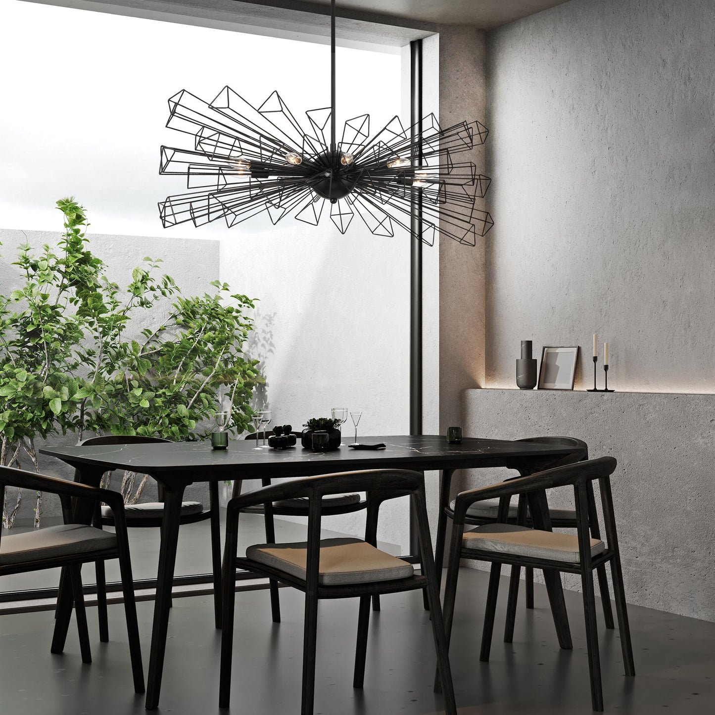Eurofase Lighting Dendelio 45" 10-Light Incandescent Round Matte Black Chandelier