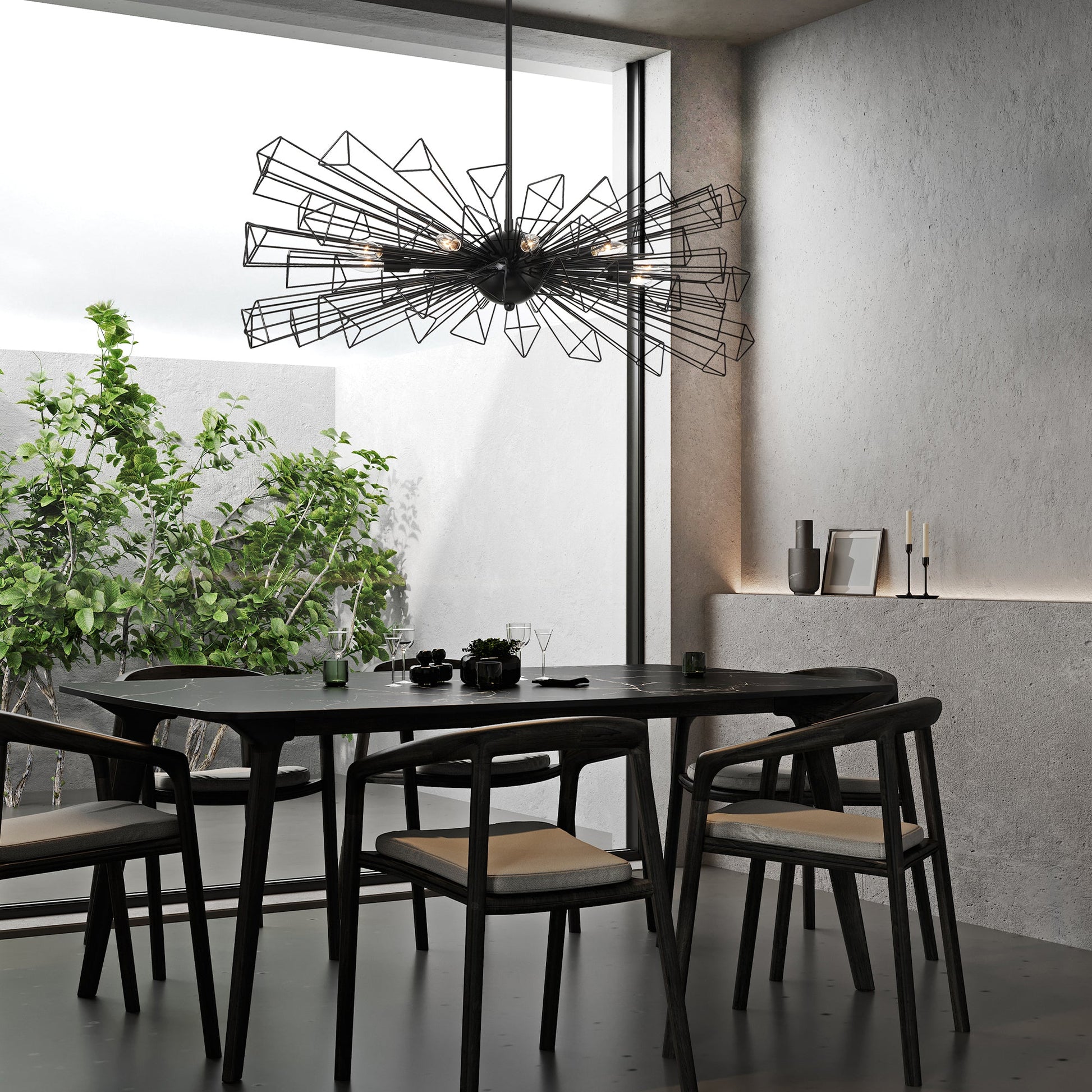 Eurofase Lighting Dendelio 45" 10-Light Incandescent Round Matte Black Chandelier
