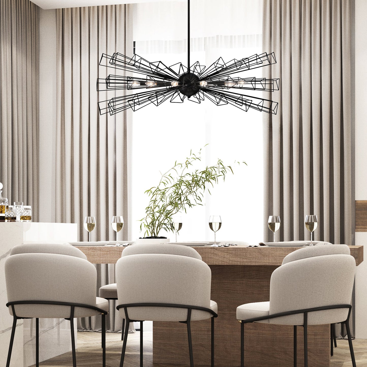 Eurofase Lighting Dendelio 45" 10-Light Incandescent Round Matte Black Chandelier