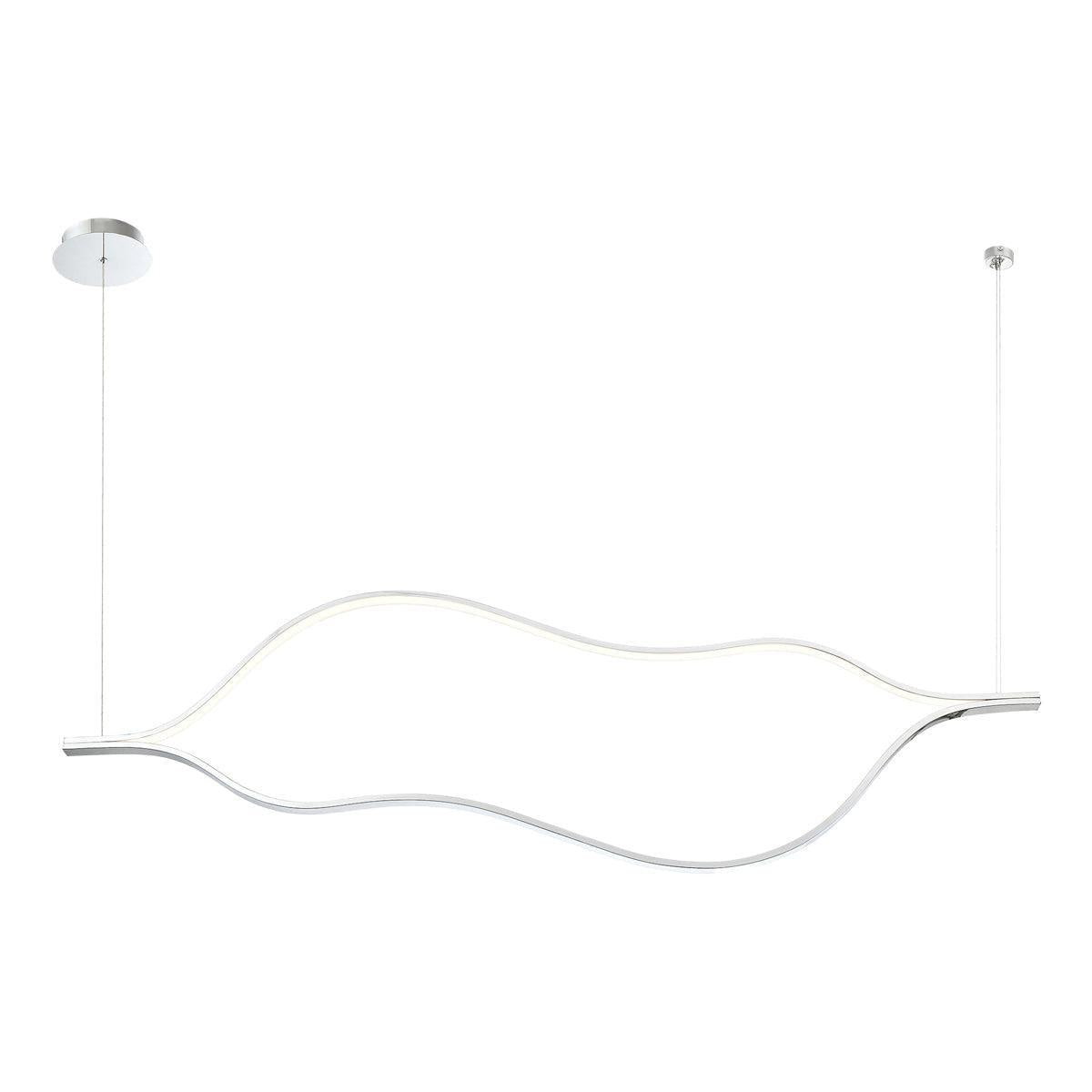 Eurofase Lighting Devonshire 59" Dimmable Integrated LED Metal Linear Chrome Chandelier With White Acrylic Shades