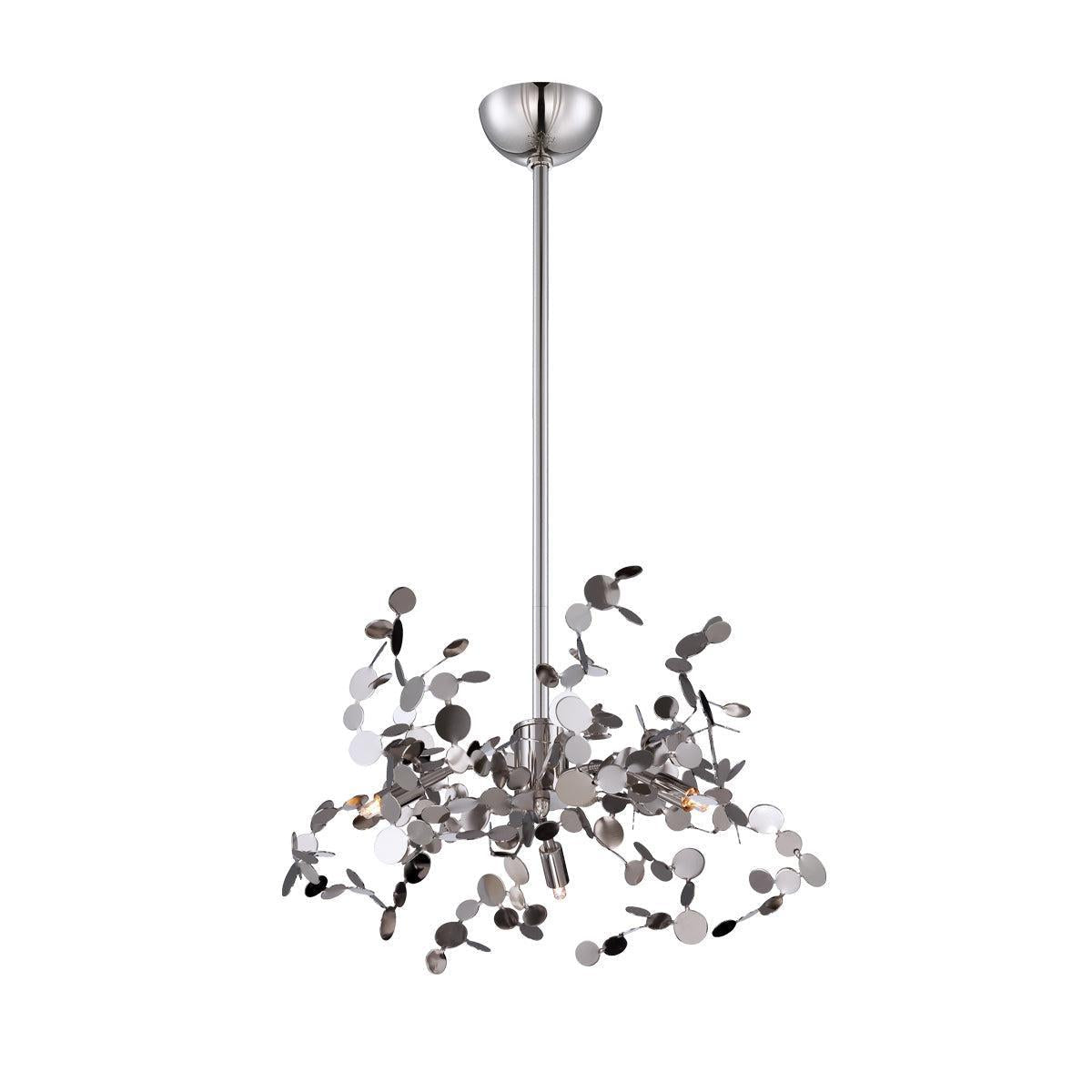 Eurofase Lighting Divo 20" 3-Light Dimmable Halogen Bulb Polished Nickel Pendant Light With Polished Nickel Metal Accents
