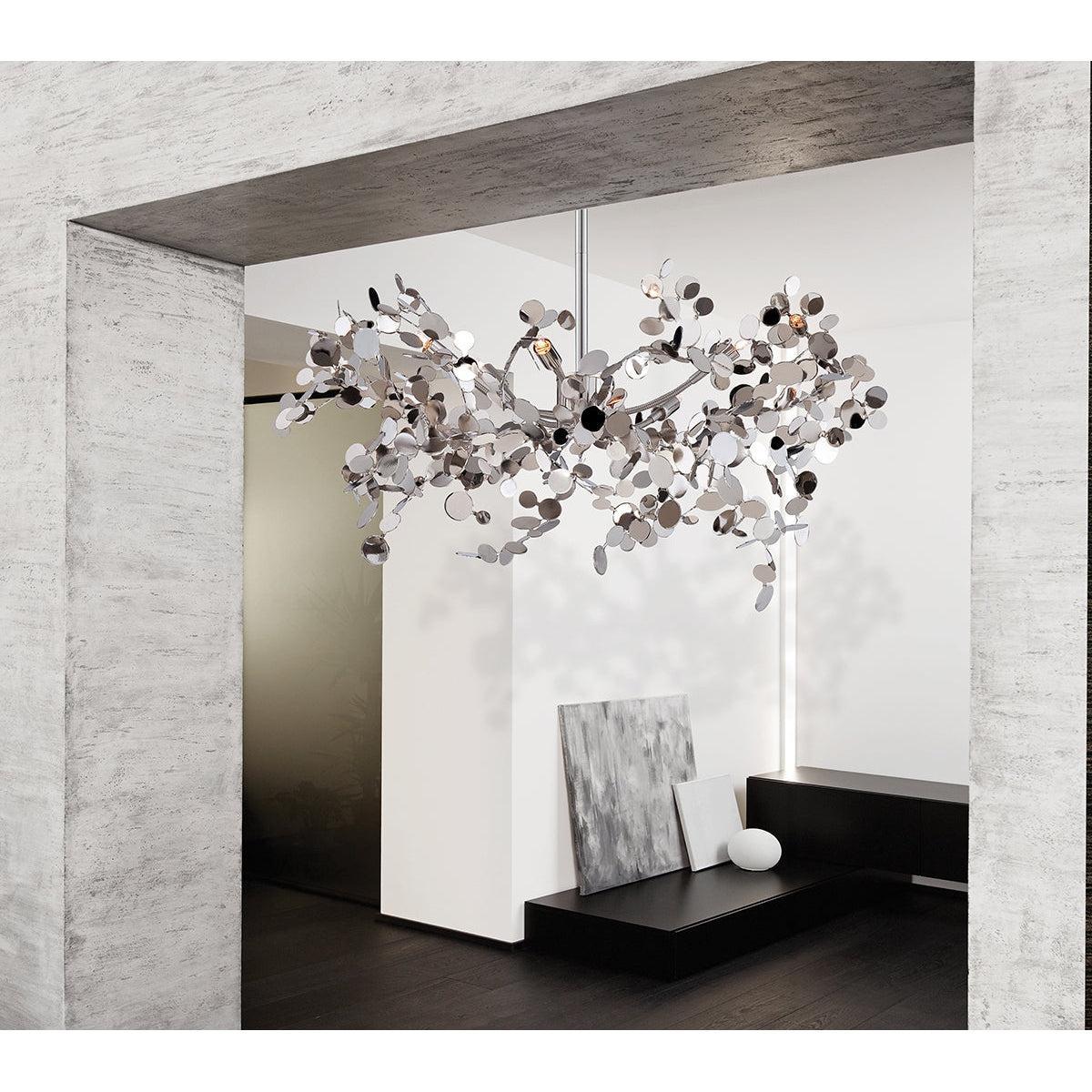 Eurofase Lighting Divo 26" 5-Light Dimmable Halogen Bulb Polished Nickel Pendant Light With Polished Nickel Metal Accents