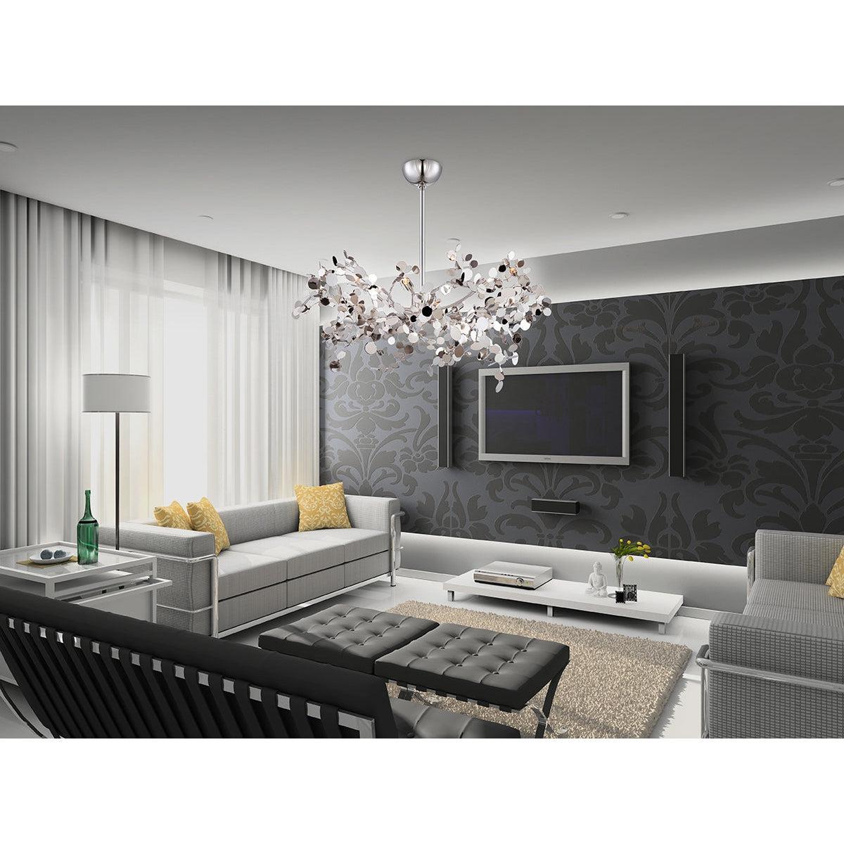 Eurofase Lighting Divo 26" 5-Light Dimmable Halogen Bulb Polished Nickel Pendant Light With Polished Nickel Metal Accents