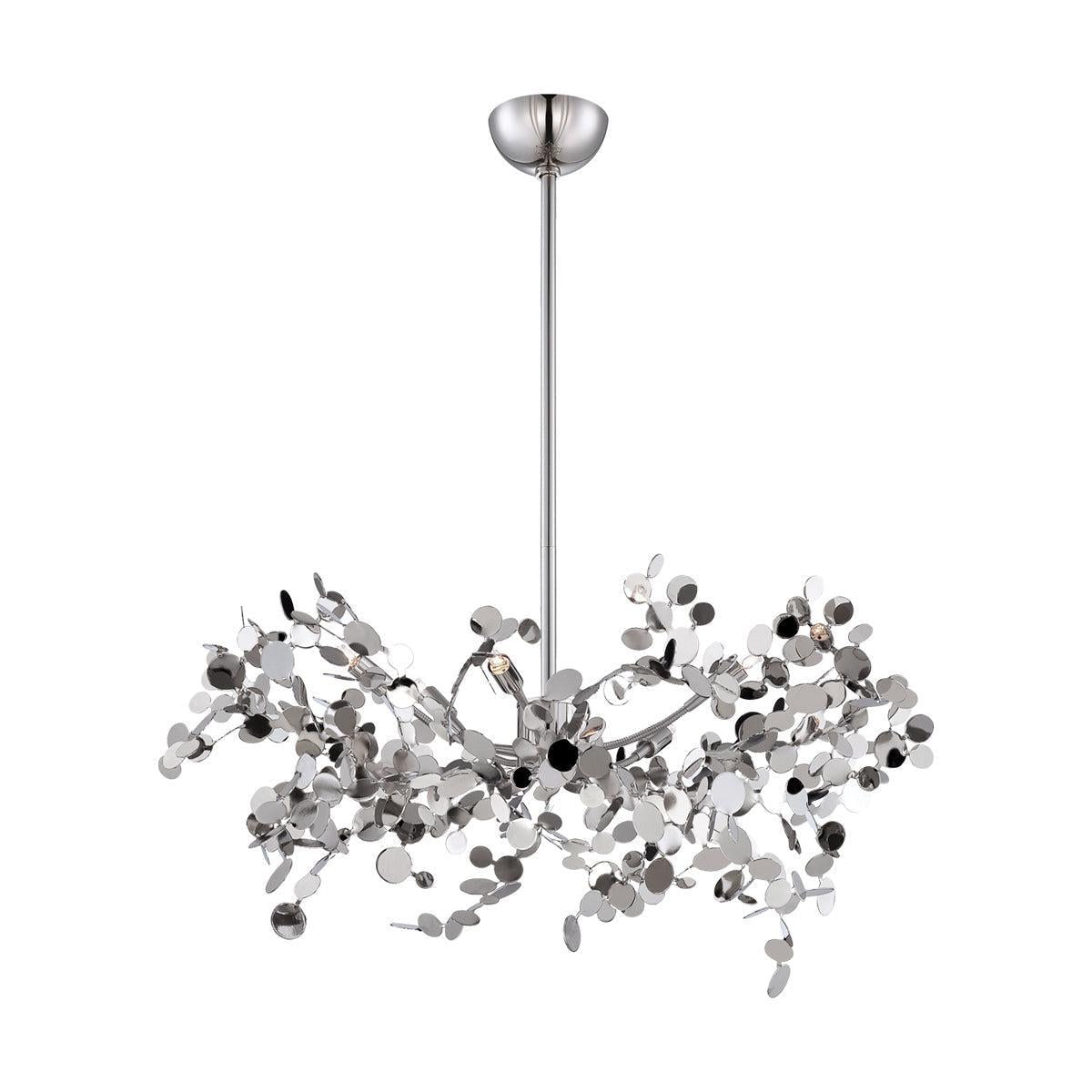 Eurofase Lighting Divo 26" 5-Light Dimmable Halogen Bulb Polished Nickel Pendant Light With Polished Nickel Metal Accents