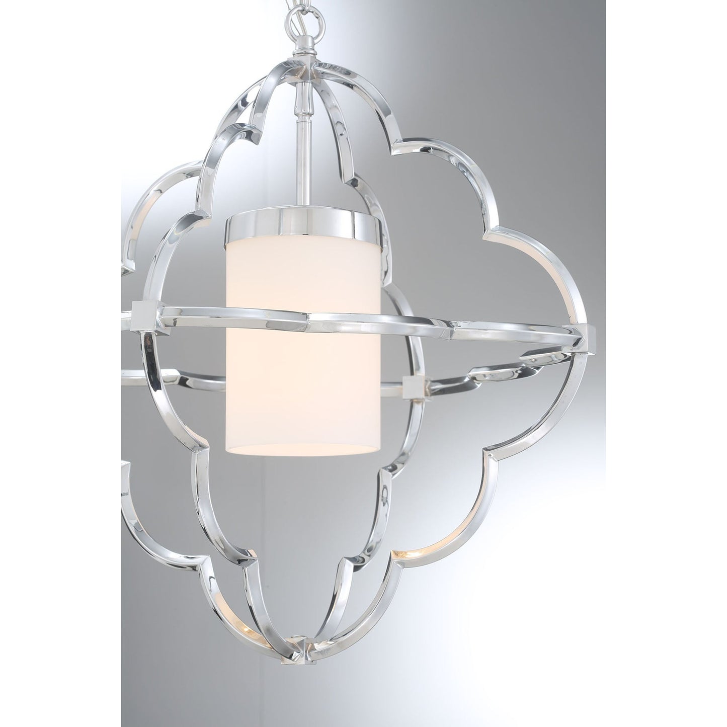 Eurofase Lighting Douville 18" Dimmable Incandescent Chrome Pendant Light With Opal White Glass Shade