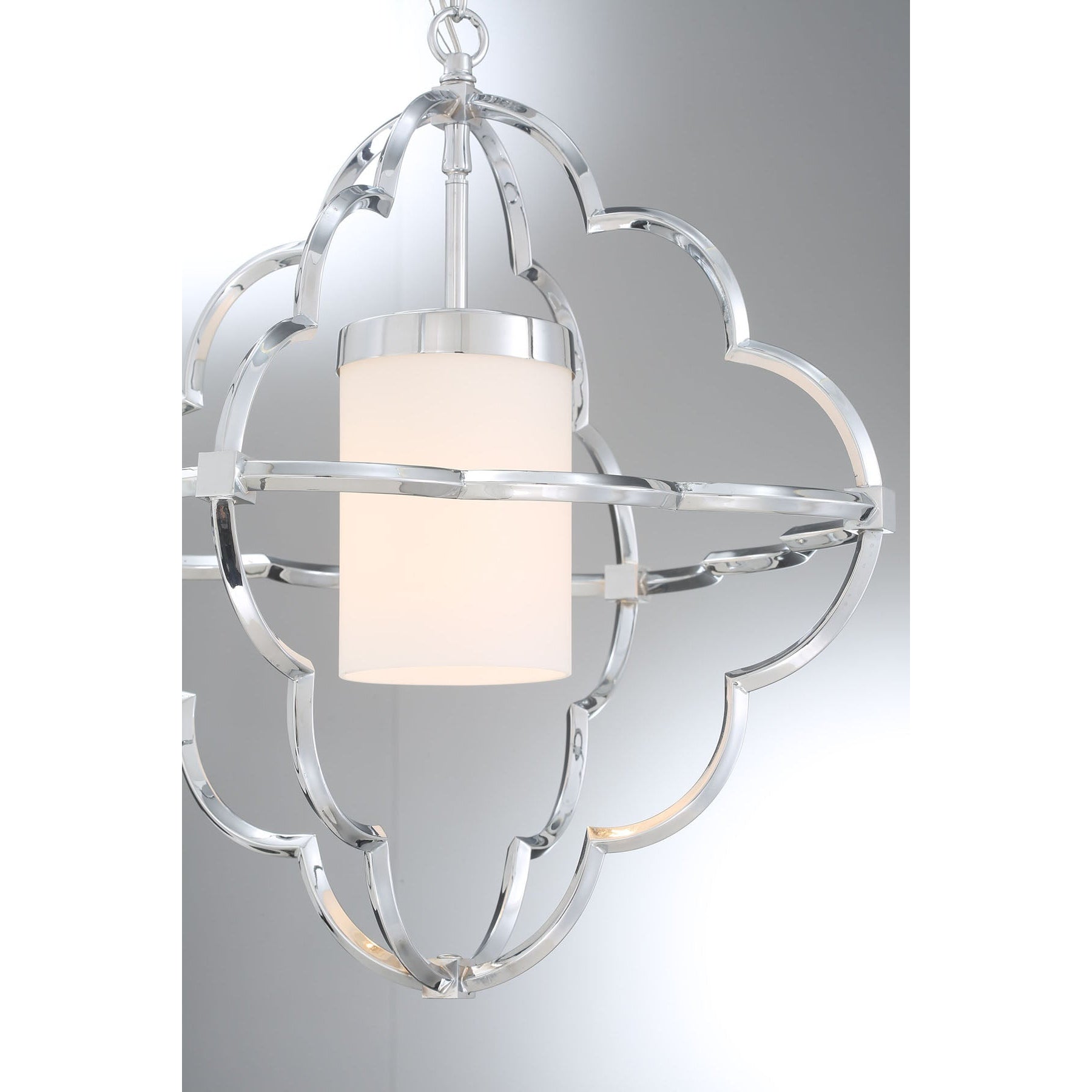 Eurofase Lighting Douville 18" Dimmable Incandescent Chrome Pendant Light With Opal White Glass Shade