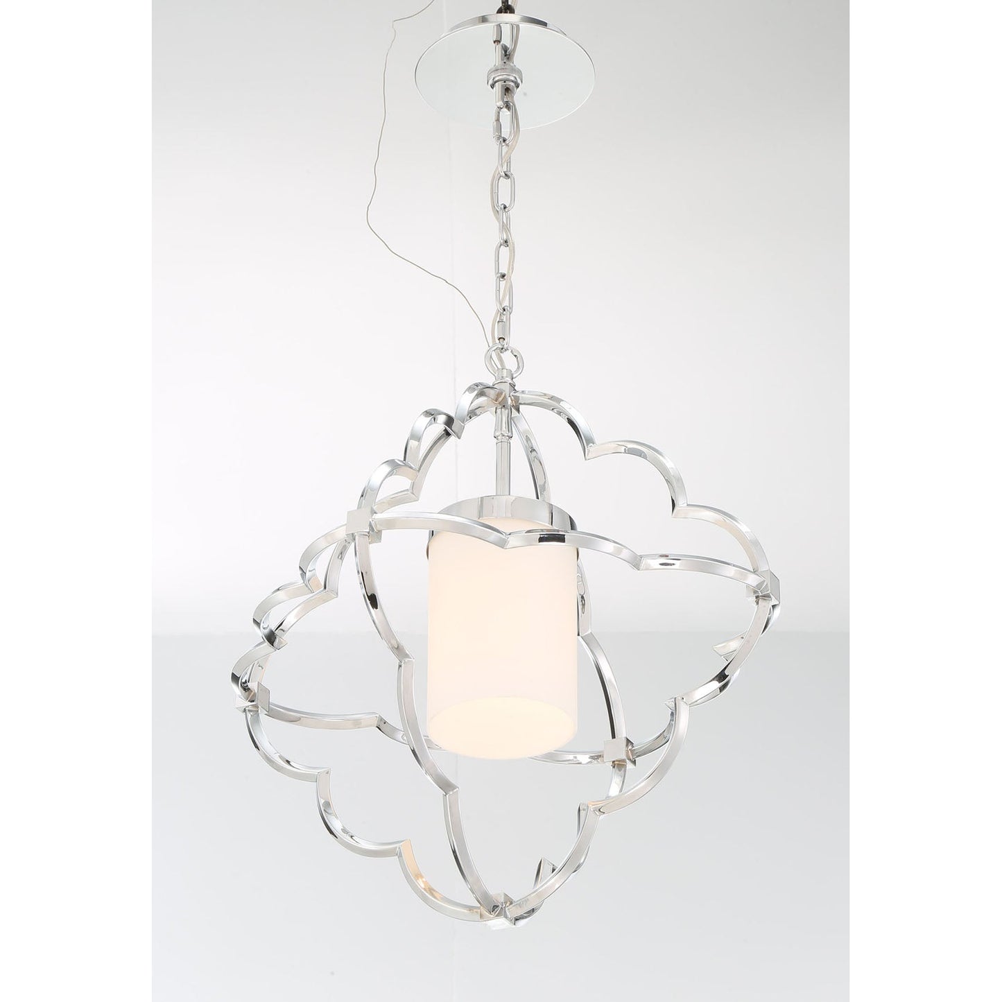 Eurofase Lighting Douville 18" Dimmable Incandescent Chrome Pendant Light With Opal White Glass Shade