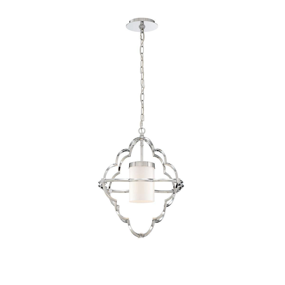 Eurofase Lighting Douville 18" Dimmable Incandescent Chrome Pendant Light With Opal White Glass Shade