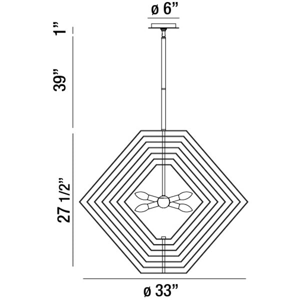 Eurofase Lighting Downtown 33" 6-Light Dimmable Bare Bulb Incandescent Chandelier In Chrome Finish
