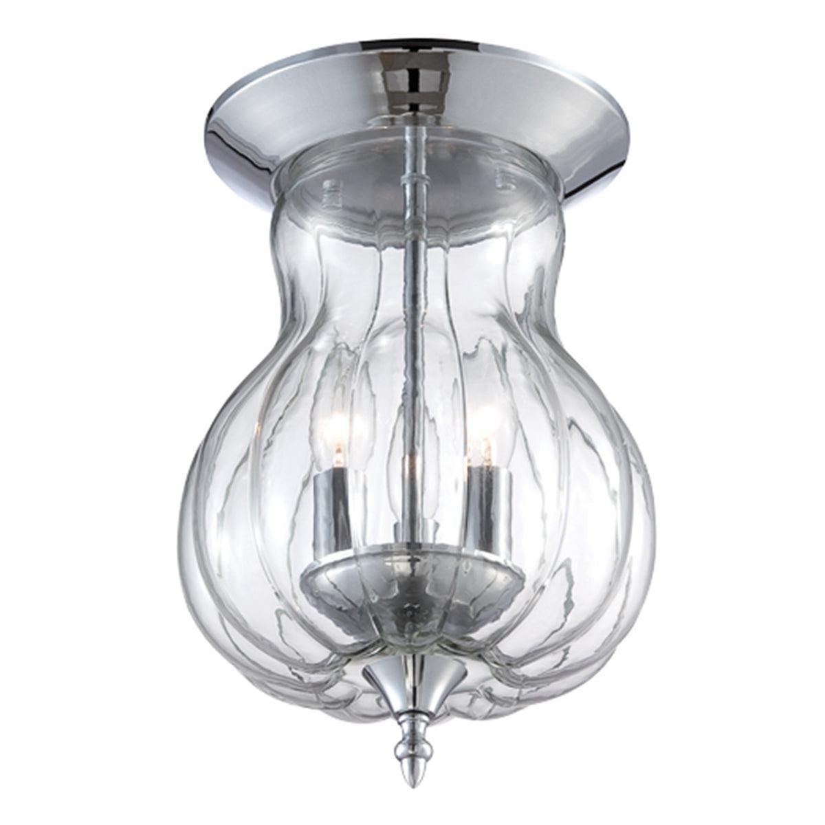 Eurofase Lighting Dupont 9" 3-Light Dimmable Incandescent Chrome Flush Mount With Clear Glass Shade