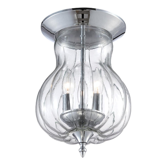 Eurofase Lighting Dupont 9" 3-Light Dimmable Incandescent Chrome Flush Mount With Clear Glass Shade