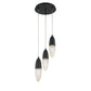 Eurofase Lighting Ecrou 12" 3-Light Dimmable Halogen Matte Black Chandelier With Textured Clear Glass Shades