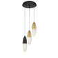Eurofase Lighting Ecrou 12" 3-Light Dimmable Halogen Matte Black & Gold Chandelier With Textured Clear Glass Shades