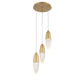 Eurofase Lighting Ecrou 12" 3-Light Dimmable Halogen Matte Gold Chandelier With Textured Clear Glass Shades