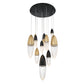 Eurofase Lighting Ecrou 30" 12-Light Dimmable Halogen Matte Black & Gold Chandelier With Textured Clear Glass Shades