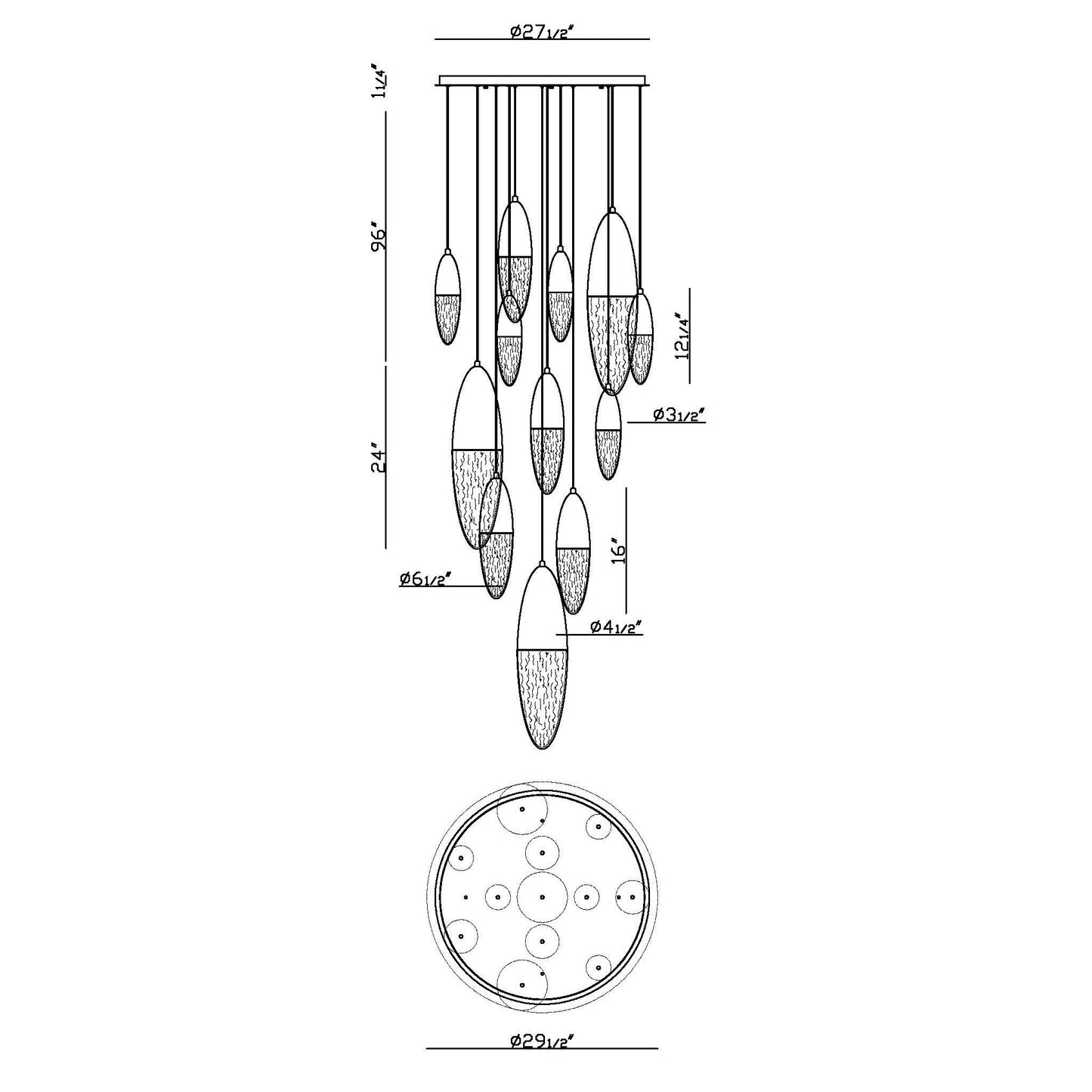Eurofase Lighting Ecrou 30" 12-Light Dimmable Halogen Matte Gold Chandelier With Textured Clear Glass Shades