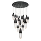 Eurofase Lighting Ecrou 40" 22-Light Dimmable Halogen Matte Black Chandelier With Textured Clear Glass Shades