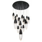Eurofase Lighting Ecrou 40" 22-Light Dimmable Halogen Matte Black Chandelier With Textured Clear Glass Shades
