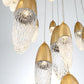 Eurofase Lighting Ecrou 40" 22-Light Dimmable Halogen Matte Gold Chandelier With Textured Clear Glass Shades
