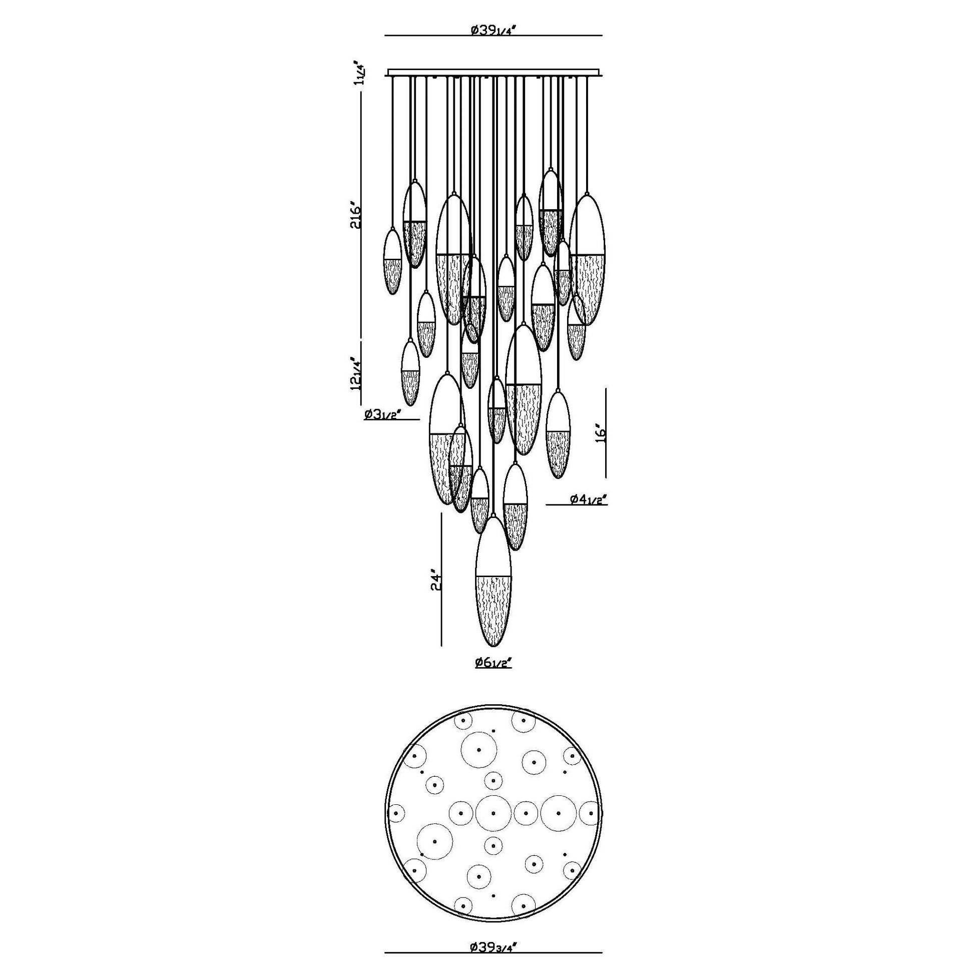 Eurofase Lighting Ecrou 40" 22-Light Dimmable Halogen Matte Gold Chandelier With Textured Clear Glass Shades