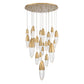 Eurofase Lighting Ecrou 40" 22-Light Dimmable Halogen Matte Gold Chandelier With Textured Clear Glass Shades