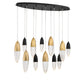 Eurofase Lighting Ecrou 44" 12-Light Dimmable Halogen Matte Black & Gold Oval Chandelier With Textured Clear Glass Shades