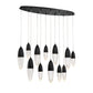 Eurofase Lighting Ecrou 44" 12-Light Dimmable Halogen Matte Black Oval Chandelier With Textured Clear Glass Shades