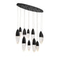 Eurofase Lighting Ecrou 44" 12-Light Dimmable Halogen Matte Black Oval Chandelier With Textured Clear Glass Shades
