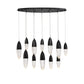 Eurofase Lighting Ecrou 44" 12-Light Dimmable Halogen Matte Black Oval Chandelier With Textured Clear Glass Shades