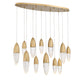 Eurofase Lighting Ecrou 44" 12-Light Dimmable Halogen Matte Gold Oval Chandelier With Textured Clear Glass Shades