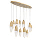 Eurofase Lighting Ecrou 44" 12-Light Dimmable Halogen Matte Gold Oval Chandelier With Textured Clear Glass Shades