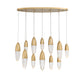Eurofase Lighting Ecrou 44" 12-Light Dimmable Halogen Matte Gold Oval Chandelier With Textured Clear Glass Shades