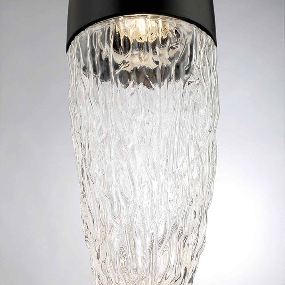 Eurofase Lighting Ecrou 7" Dimmable Halogen Matte Black Pendant Light With Textured Clear Glass Shade