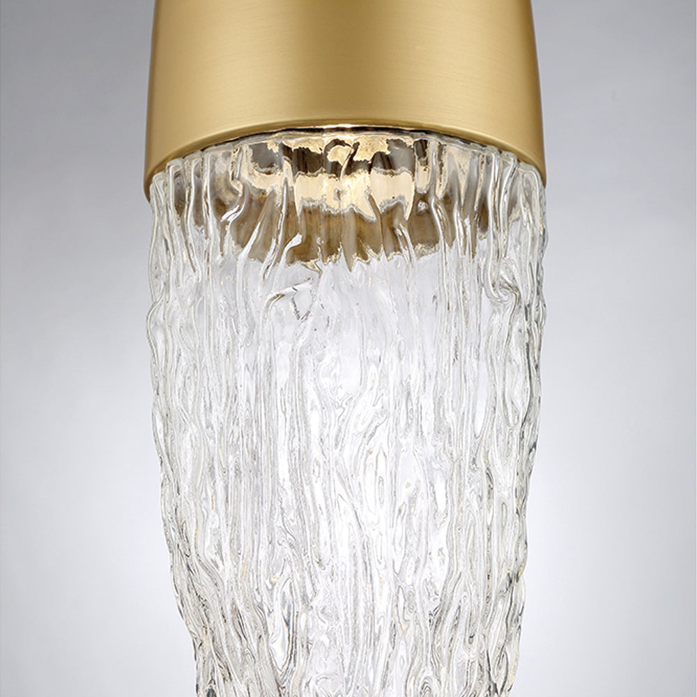 Eurofase Lighting Ecrou 7" Dimmable Halogen Matte Gold Pendant Light With Textured Clear Glass Shade