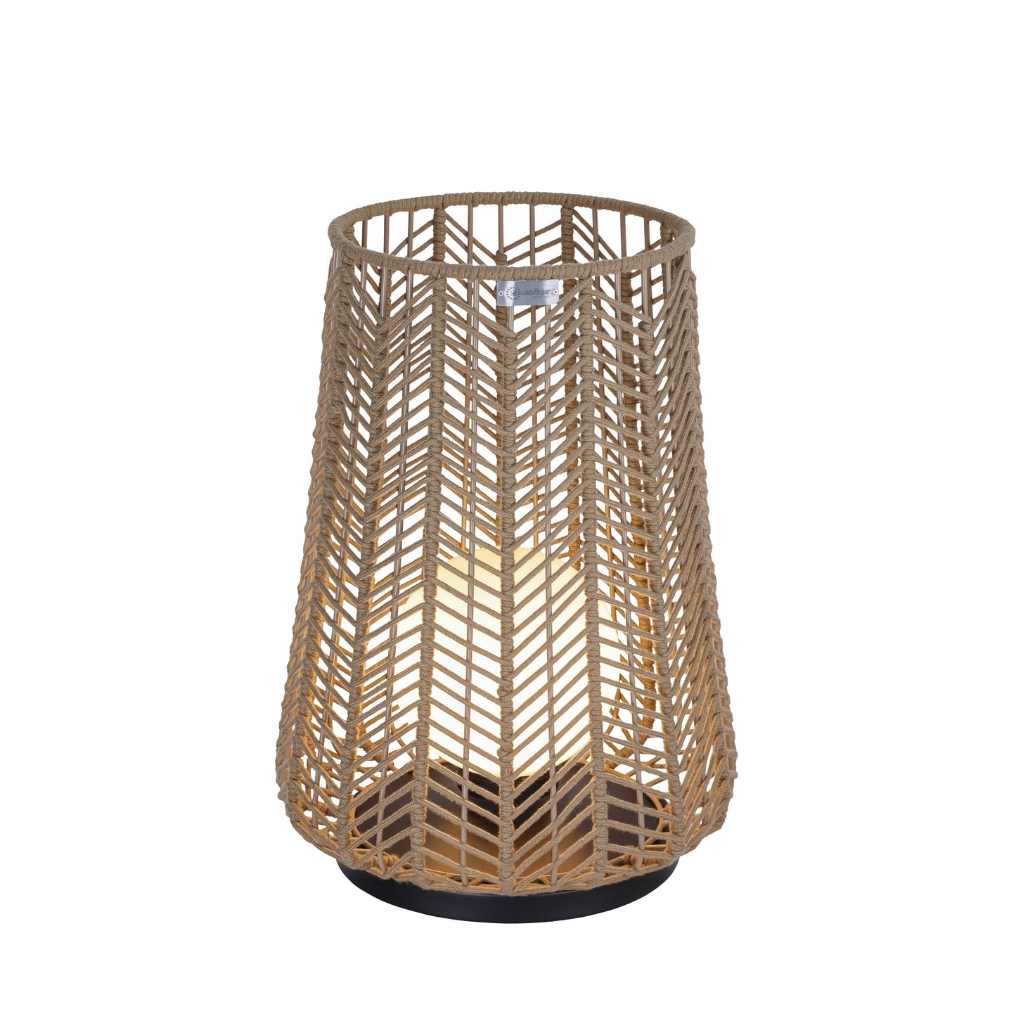 Eurofase Lighting Elice 22" 1-Light Brown Rope Shade Matte Black Pet Weave Portable Outdoor Light