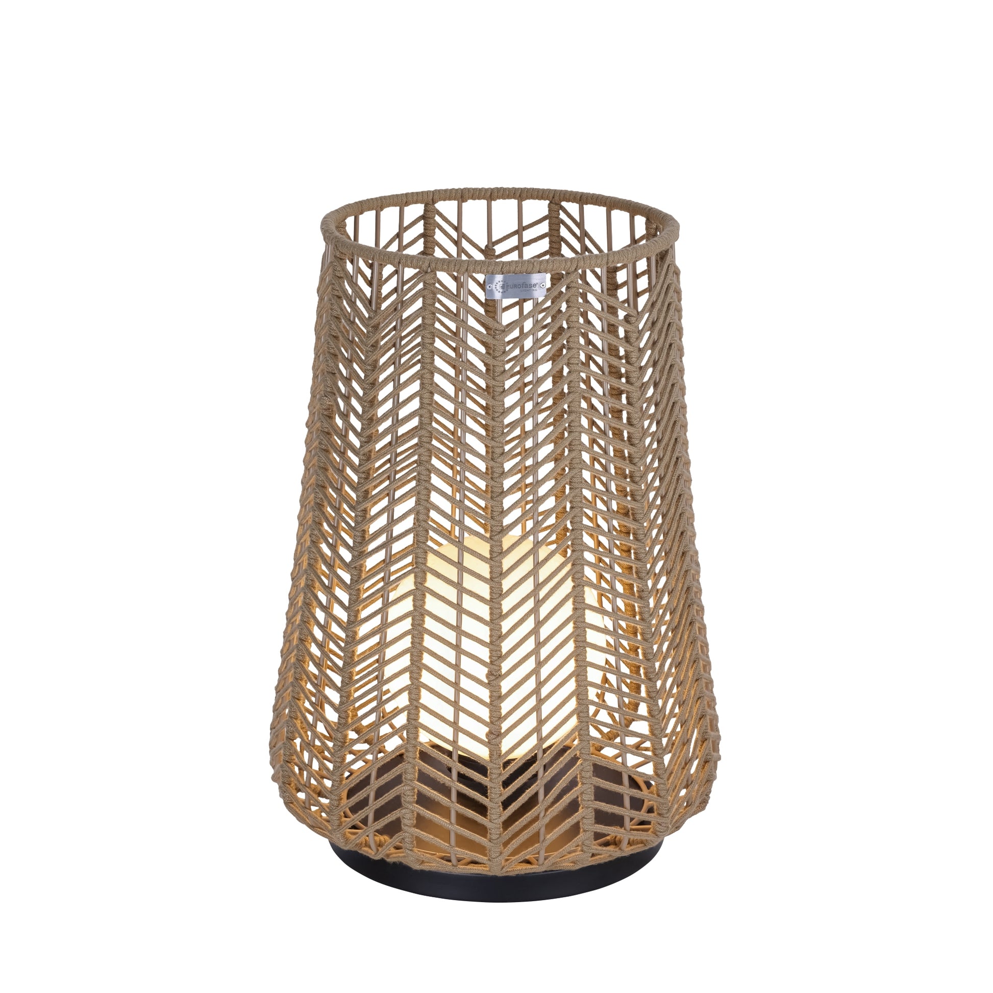 Eurofase Lighting Elice 22" 1-Light Brown Rope Shade Matte Black Pet Weave Portable Outdoor Light