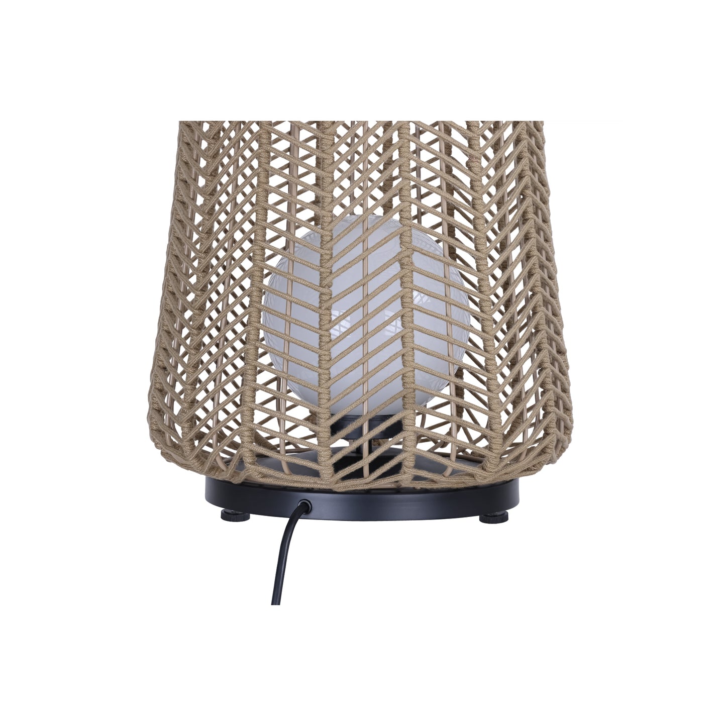 Eurofase Lighting Elice 22" 1-Light Brown Rope Shade Matte Black Pet Weave Portable Outdoor Light