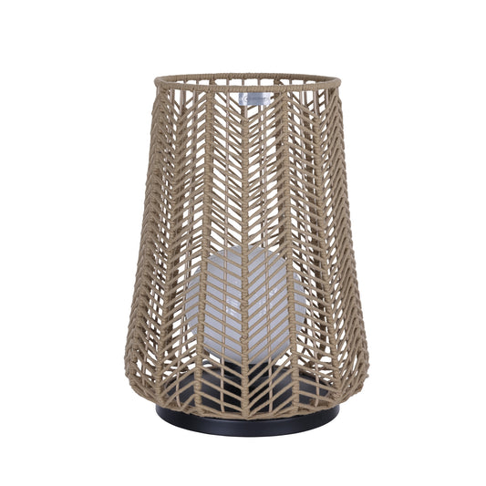 Eurofase Lighting Elice 22" 1-Light Brown Rope Shade Matte Black Pet Weave Portable Outdoor Light