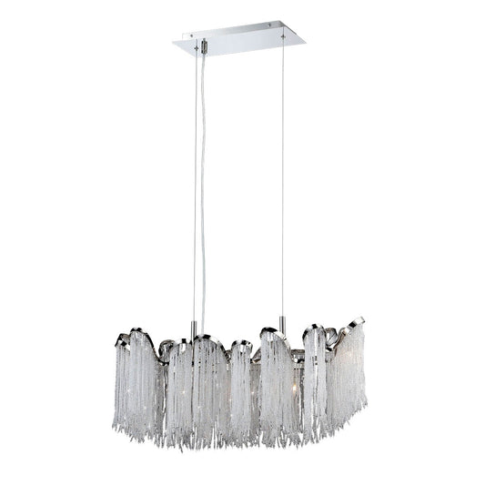 Eurofase Lighting Ellena 30" 5-light Linear Dimmable Halogen Bulb Nickel Chandelier With Crystal Bead Accents