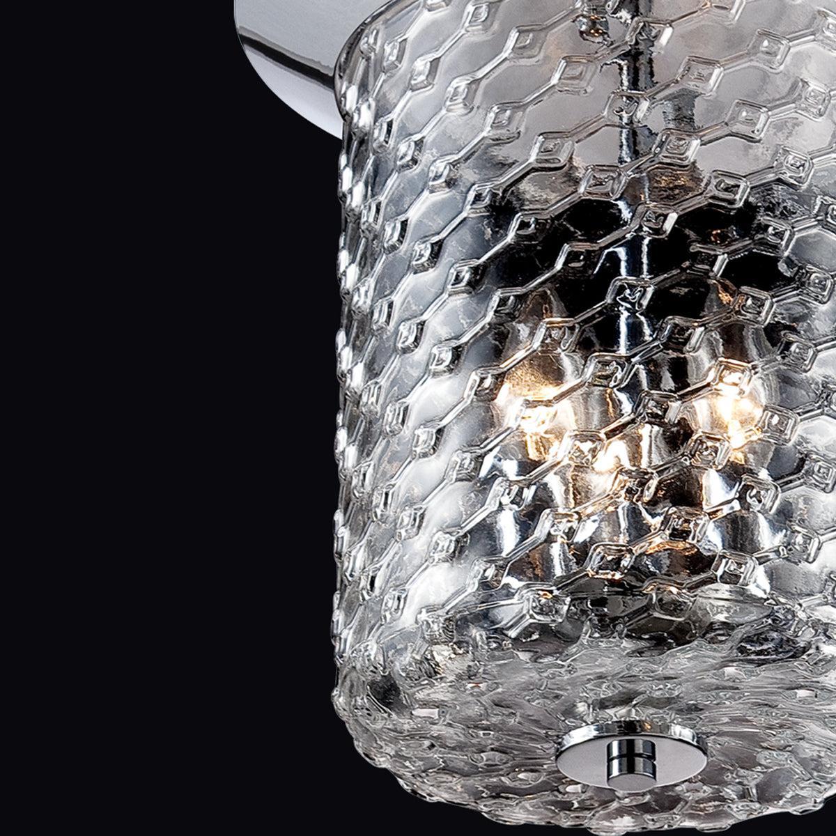 Eurofase Lighting Elli 11" 3-Light Dimmable Incandescent Chrome Flush Mount With Clear Patterned Glass Shade