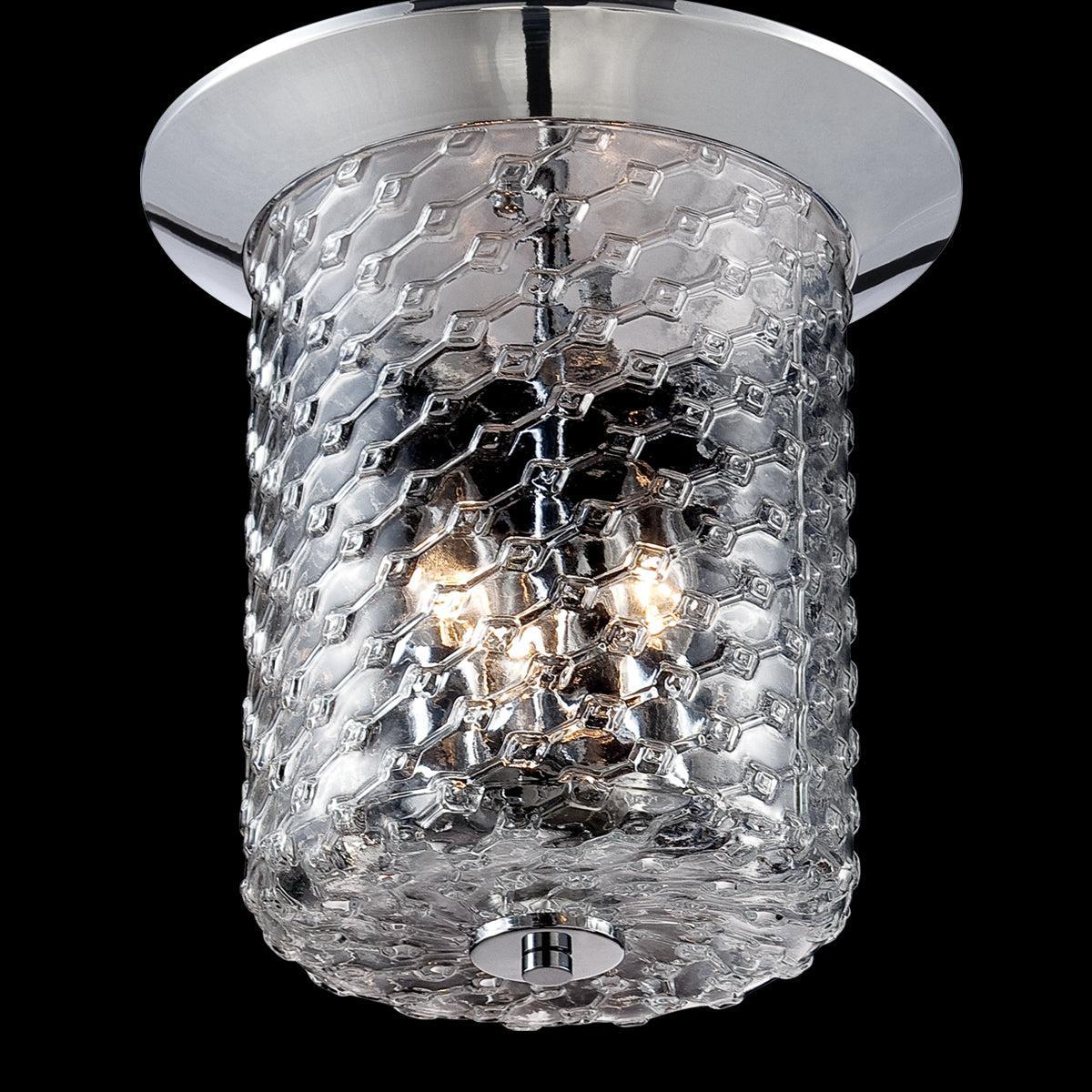 Eurofase Lighting Elli 11" 3-Light Dimmable Incandescent Chrome Flush Mount With Clear Patterned Glass Shade