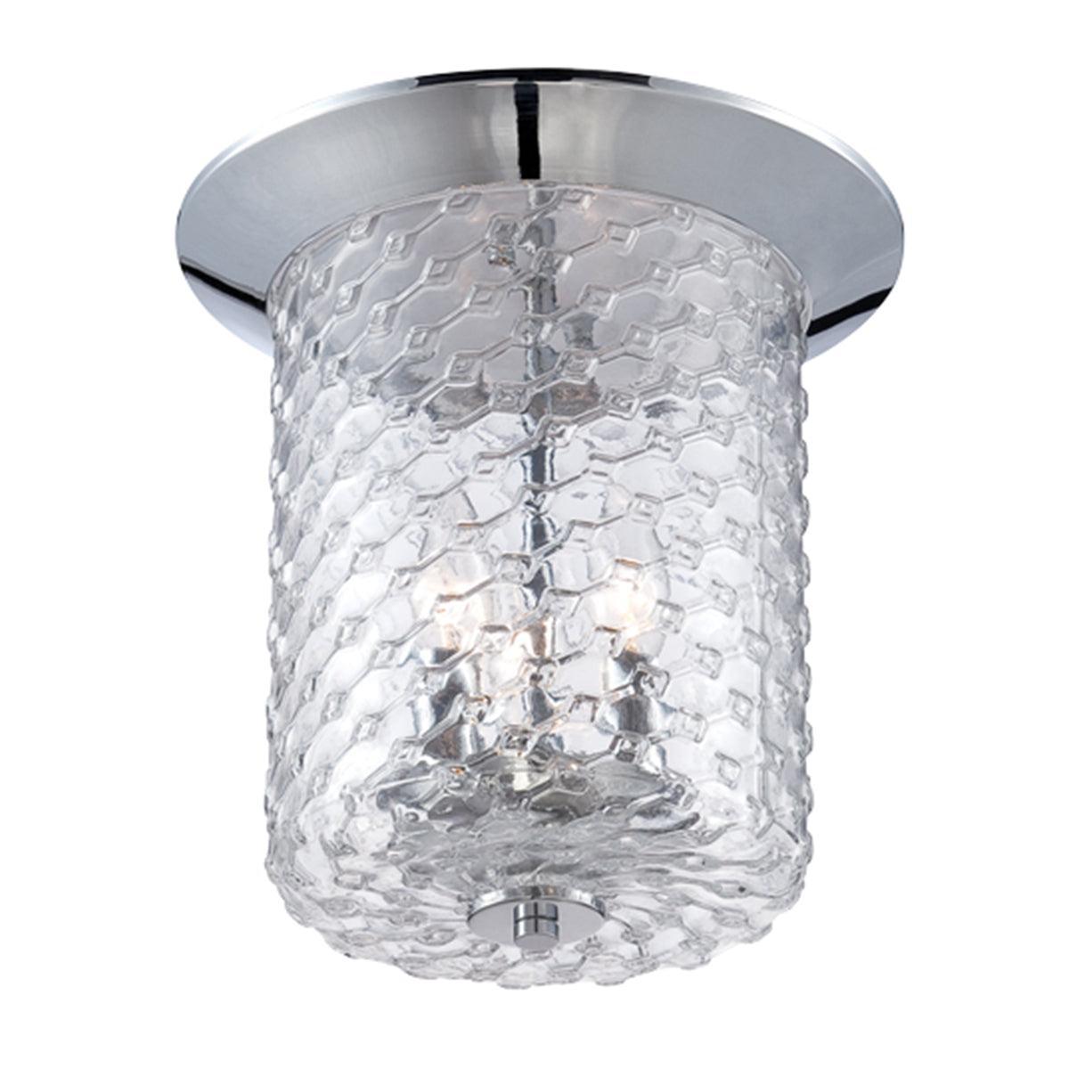 Eurofase Lighting Elli 11" 3-Light Dimmable Incandescent Chrome Flush Mount With Clear Patterned Glass Shade