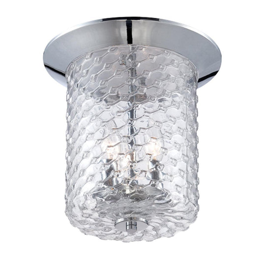Eurofase Lighting Elli 11" 3-Light Dimmable Incandescent Chrome Flush Mount With Clear Patterned Glass Shade