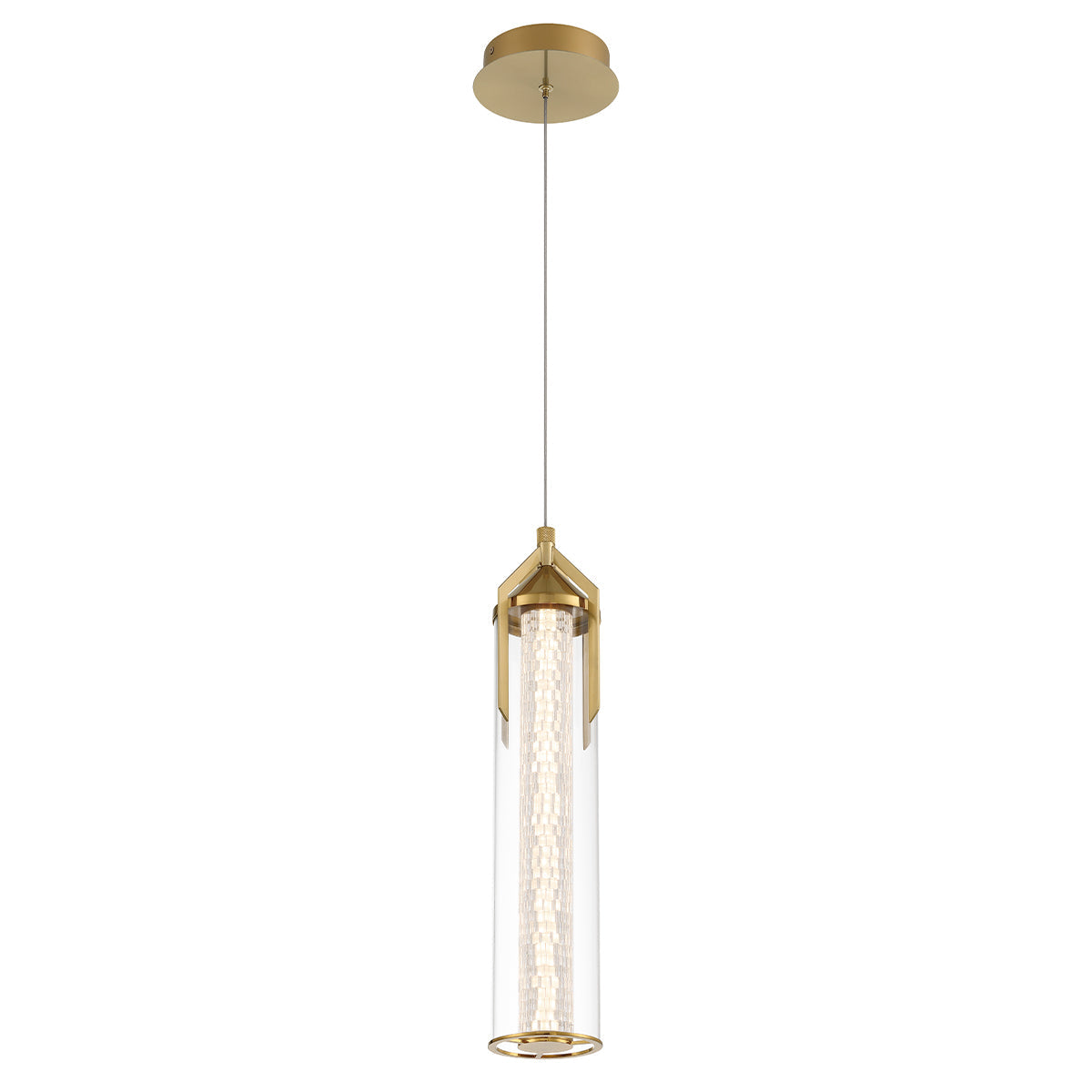 Eurofase Lighting Espada 20" Dimmable Integrated LED Gold Pendant Light With Clear Glass Shade
